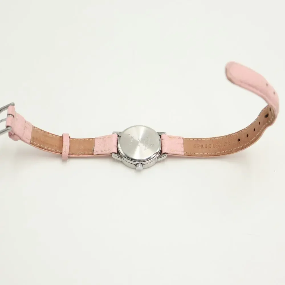 Timex Indiglo Pink Backlight Womens Silver Tone 25mm Watch Leather w New Battery